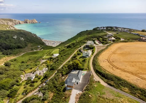 Bracken Bank is a simply sublime detached property with commanding views over Porthcurno Beach