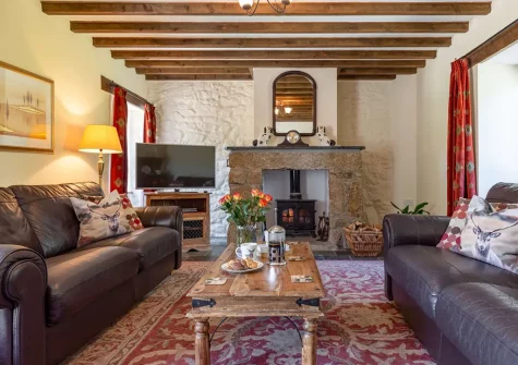 The living room at Bracken Cottage, Lower Treslea Farm, Treslea