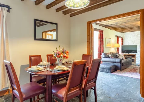 The dining room at Bracken Cottage, Lower Treslea Farm, Treslea