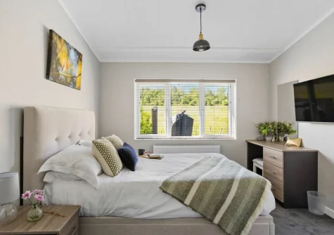 Bedroom #1 at Bramble Lodge, 12 Roadford Lake Lodges, Broadwoodwidger
