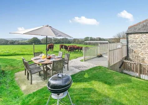 The patio, alfresco dining & barbecue area at Bread Barn At Pengelly Farm, Nancegollan