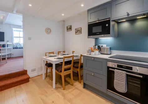 The kitchen & dining area at Breton Cottage, St Ives