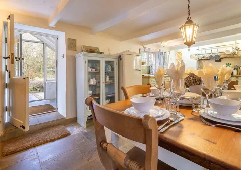 The dining area at Bridge Cottage, Penpol