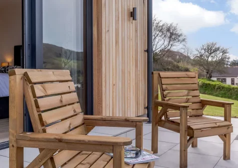 Bedroom #1 patio & outdoor sitting area at Broadsands Barn, Berrynarbor