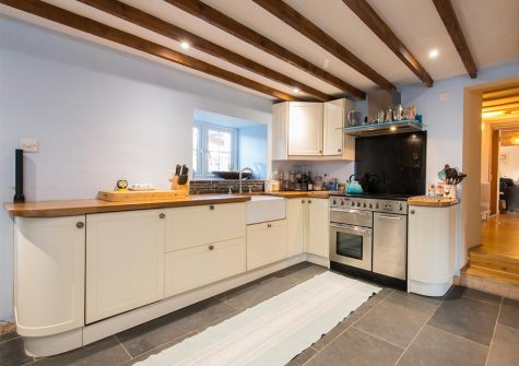 The kitchen at Bubble Cottage, Watergate Bay