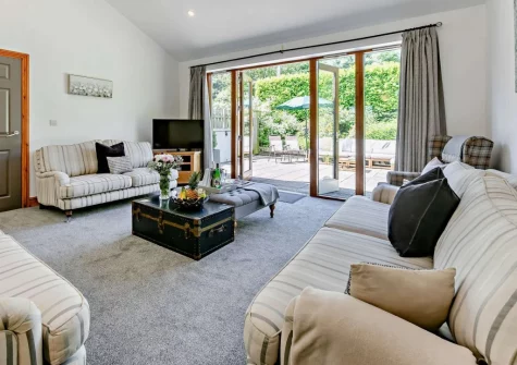 The living room at Buckland Barn, Buckland Brewer