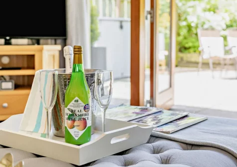 The living room at Buckland Barn, Buckland Brewer