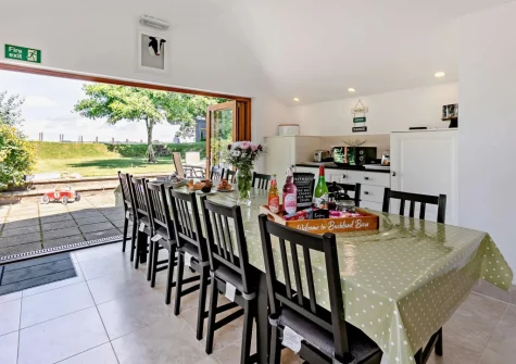 The dining area at Buckland Barn, Buckland Brewer