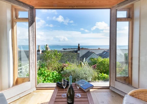 Enjoy spectacular views from the summerhouse