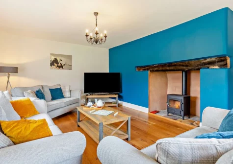 The living room at Burrow Farmhouse, Staple Cross