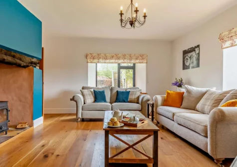 The living room at Burrow Farmhouse, Staple Cross