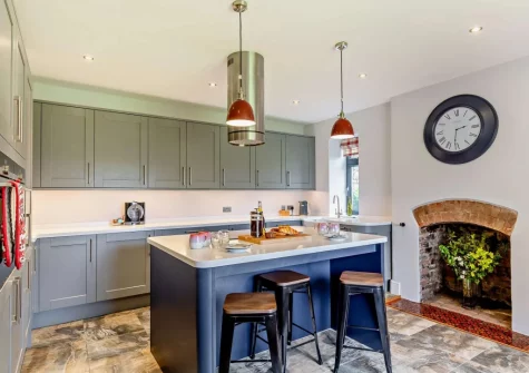 The kitchen at Burrow Farmhouse, Staple Cross