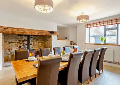 The dining room at Burrow Farmhouse, Staple Cross