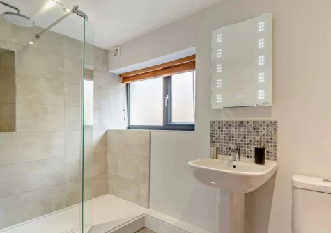 Bedroom #1 en-suite shower room at Burrow Farmhouse, Staple Cross