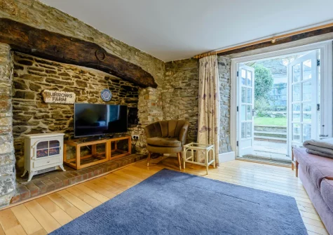 The living room at Burrows Farmhouse, Croyde