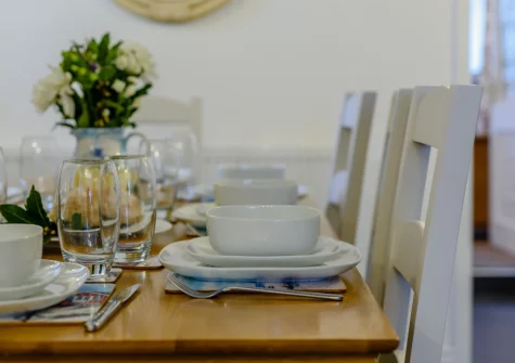 The dining area at Burrows Farmhouse, Croyde