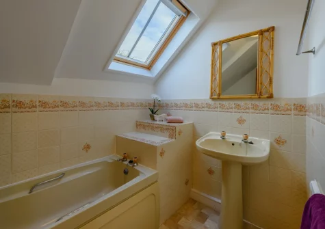 The bathroom at Burrows Farmhouse, Croyde