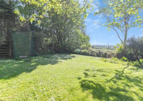 The lawned garden at Buzzards Cottage, Redruth