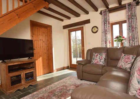 The living area at Buzzards Reach, Lower Treslea Farm, Treslea
