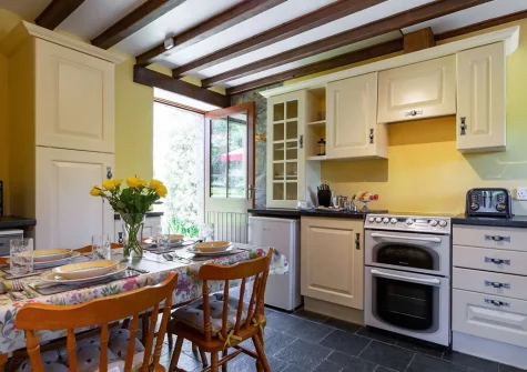 The kitchen & dining area at Buzzards Reach, Lower Treslea Farm, Treslea