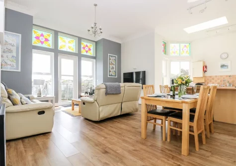 The living & dining area at By The Sea, Newquay
