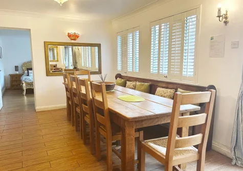 The dining area at Byre Cottage, Bagbeare, Thornbury