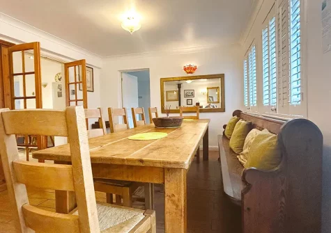 The dining area at Byre Cottage, Bagbeare, Thornbury