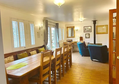 The dining area at Byre Cottage, Bagbeare, Thornbury