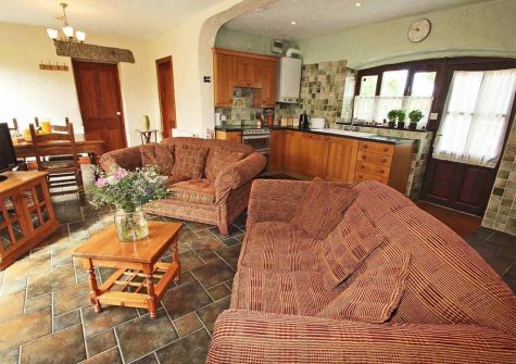 The open-plan living area at Byre Cottage, Bridge