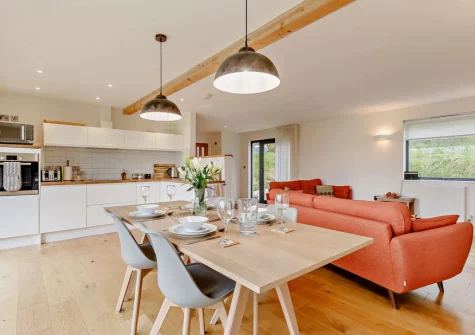 The dining area at Cabana Lakeside Lodge 4, Whitnage