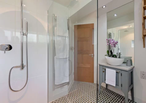 Bedroom #1 en-suite shower room at Camellia Cottage In The Tamar Valley, Bere Alston