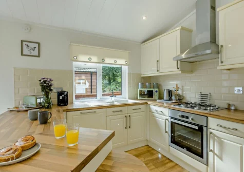The kitchen at Camellia Lodge, Meldon Lodge Park, Meldon