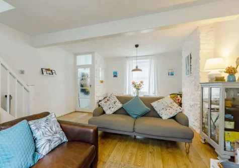 The living area at Captains Cottage, Brixham