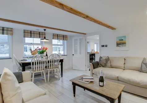 The living area at Captains Cottage, Padstow
