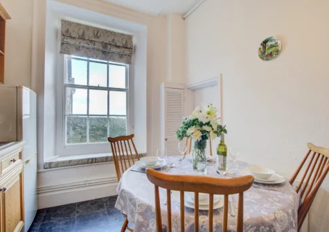 The kitchen & dining area at Carnevas Farmhouse, Porthcothan