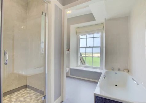 The bathroom at Carnevas Farmhouse, Porthcothan