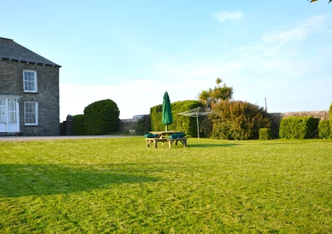 The large enclosed garden at Carnevas Farmhouse, Porthcothan