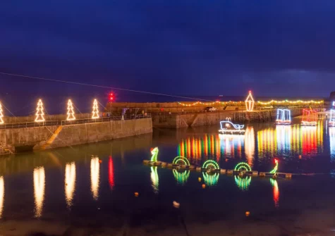 Promising one of the most iconic Christmas light displays in Cornwall, the pretty harbour village of Mousehole is well worth a visit after dark in December