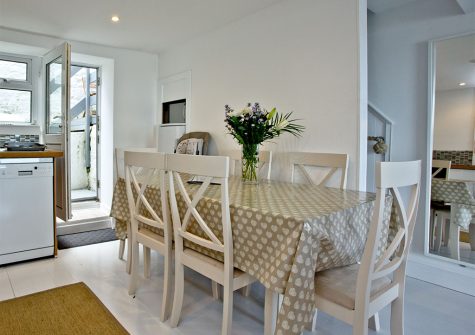 The dining area at Castaway Cottage, Brixham