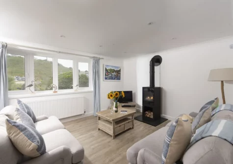 The living room at Castaways, Porthtowan