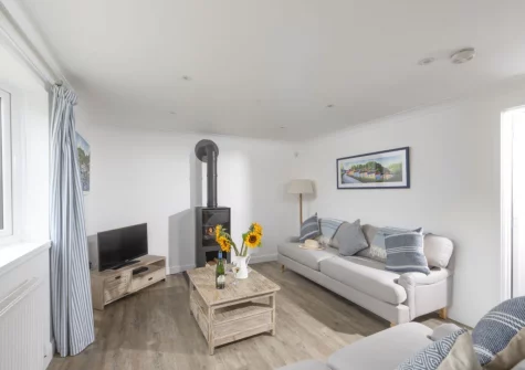 The living room at Castaways, Porthtowan