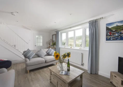 The living room at Castaways, Porthtowan