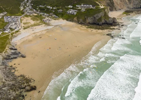A soft, sandy beach, surrounded by sheer cliffs & offering fantastic surf, Porthtowan is well-regarded as one of the North Coast's best family-friendly beaches