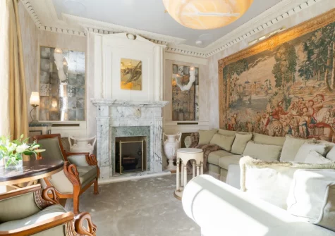The living room at Castle Lodge, Truro