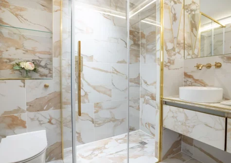 The shower room at Castle Lodge, Truro