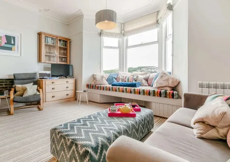 The living area at Castle View, Fowey