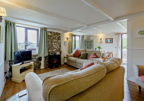 The living area at Cedar Cottage, Woolsery