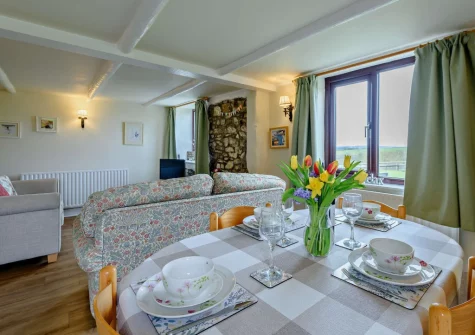 The living & dining area at Cedar Cottage, Woolsery