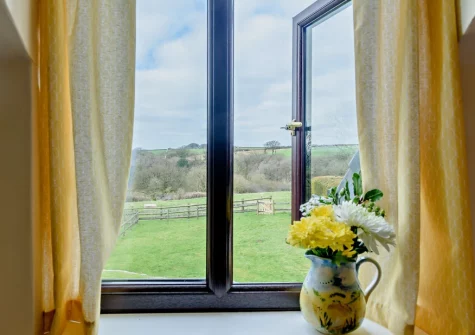 The view from bedroom #1 at Cedar Cottage, Woolsery