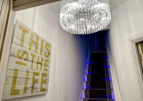 The stais up to the first floor at Chapel Barn, Bodmin